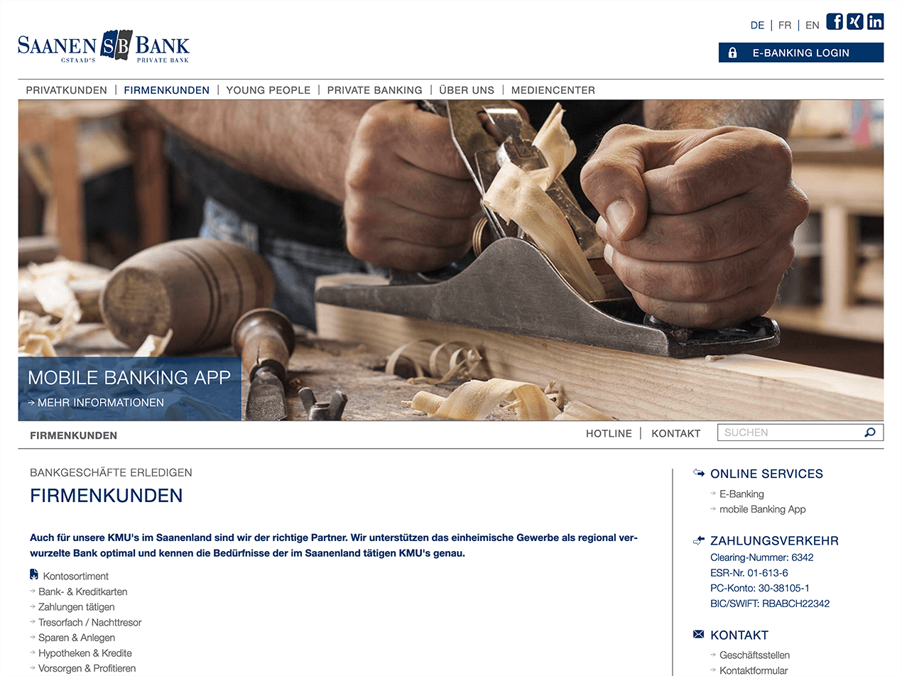 Saanenbank Firmenkunden Saanenbank Firmenkunden