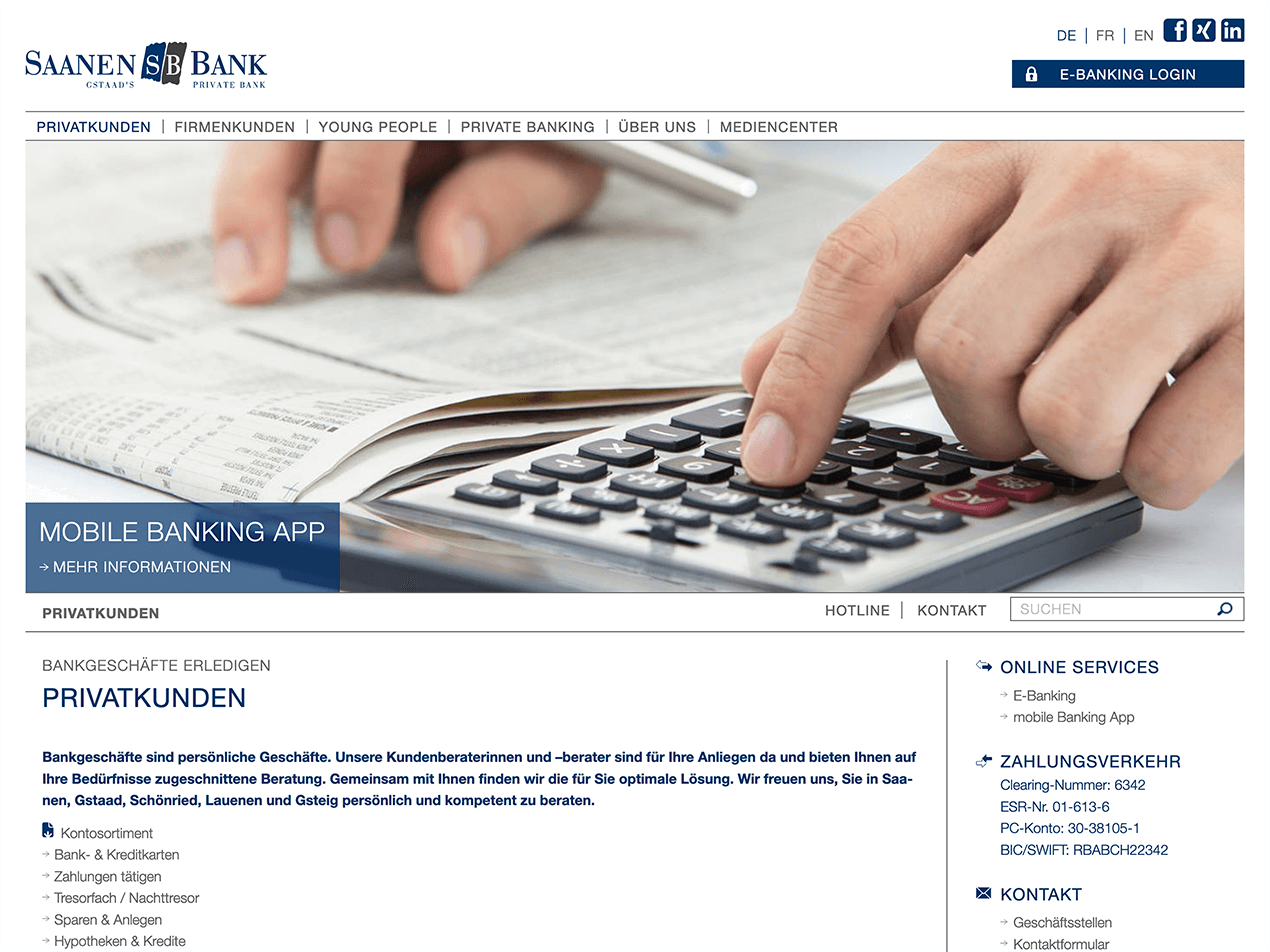 Saanenbank Privatkunden Saanenbank Privatkunden